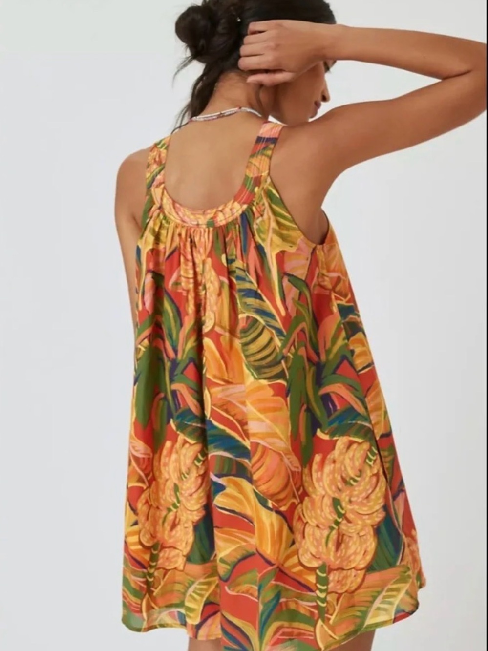 FARM Rio Vibrant Tropical Mini Dress in Orange & Green - Picture 3 of 3